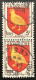 FRA1004Ux2v3 - Armoiries De Provinces (VII) - Aunis - Pair Of 3 F Used Stamps - 1954 - France YT 1004 - 1941-66 Coat Of Arms And Heraldry