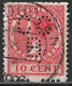 Perfin CCB (Coöperatieve Centrale Boerenleenbank Eindhove) In 1926 Type Veth 10 Ct Rood Tweezijdige Roltanding NVPH R 25 - Gezähnt (perforiert)