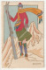 Superbe Illustration De Léon (ou J.) Bonnotte - Signée - Aquarellée à La Main - Art Déco  - Femme Au Ski - Années 20 - Bonnotte