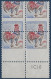 1962 Coq N°1331** Bloc De 4 De Feuille Piquage à Cheval Décalé à L'extreme En Bas De Feuille 51e Tirage Presse 16 ! - 1962-1965 Coq De Decaris