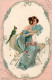 Jugendstil Frau Prägekarte 1903 II (Reisnagelloch) Art Nouveau - Autres & Non Classés
