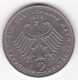 2 Deutsche Mark 1975 J HAMBOURG   , Konrad Adenauer, Cupronickel, KM# 124 - 2 Marchi