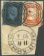 PREUSSEN 1,3 BrfStk, 1850, 1/2 Sgr. Rotorange (rechts Leicht Angeschnitten) Mit Breitrandiger 2 Sgr. Schwarz Auf Blau Au - Sonstige & Ohne Zuordnung