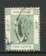 H-K  Yv. N° 34 ; SG N° 56 Fil CA (o)  2c Vert-gris  Victoria  Cote  1 Euro BE   2 Scans - Gebraucht