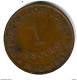 Guinea Bissau 1 Escudo 1946   Km7 Vf+ - Guinea-Bissau