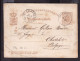 DDFF 526 - Entier Postal Luxembourg PETANGE 1878 Vers CHATELET - Marque D'échange Belge LUXEMBOURG PAR NAMUR - Transit Offices