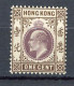 H-K  Yv. N° 62 ; SG N°62 Fil CA  * 1c Brun Et Violet-brun  Edouard VII Cote 2 Euro BE  2 Scans - Unused Stamps