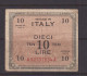 ITALY - 1943 Allied Military Currency 10 Lira Circulated Banknote - Geallieerde Bezetting Tweede Wereldoorlog