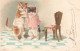 ANIMAUX - Chats - Chaise - Illsutration De Deux Chats - Dos Non Divisé - Carte Postale Ancienne - Gatos