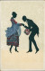 MARTE GRAF SIGNED 1920s POSTCARD -  SILHOUETTE - COUPLE & FLOWERS  (5222) - Graf, Marte