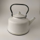 Vintage Enamel Tea Kettle Pot Metal White Black Handle 2.5 Litters Teapot #5465 - Teapots