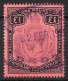 NYASALAND..KING GEORGE V..(1910-36..)...." 1913.."...KEY PLATE.....FISCAL.....£1........SG98........VFU. - Nyassaland (1907-1953)