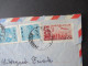 Jugoslawien 1950 Luftpost GA / Umschlag Mit 3x Zustzfrankaturen Marken Mit Aufdruck FNR / Einschreiben Nach Stuttgart - Covers & Documents