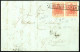 Cover 1851, Lettera Da Milano Il 14.3 Per Brescia Affrancata Con Coppia 15 C. Rosso Vermiglio, I E II Tipo Carta A Coste - Lombardo-Vénétie