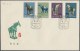 Delcampe - China (PRC): 1961, Tang Dynasty Pottery (S46), Two Complete Sets Of 8 On Four FD - Lettres & Documents