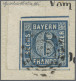 Bayern - Marken Und Briefe: 1862, 6 Kr. Blau, Entwertet Mit Offenem Mühlrad "28" - Other & Unclassified