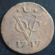 Netherlands East Indies VOC West Friesland Indonesia 1 One Duit 1747 Rooster Mintmark - Indonésie