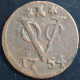 Netherlands East Indies VOC Zeeland Indonesia 1 One Duit 1754 Castle Mintmark - Indonesië