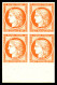 ** N°5g, 40c Orange Impression De 1862 En Bloc De Quatre Bas De Feuille, Fraîcheur Postale, SUP (certificat)  Qualité: * - 1849-1850 Ceres