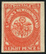 TERRE NEUVE - YVERT 8 - 8 PENCE VERMILLON PAPIER EPAIS * - 1857-1861