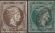 506 Greece Grecia - 1876 - Testa Di Mercurio, Tiratura Di Parigi N. 39/40. Cert. Eichel. Molto Belli. - Used Stamps