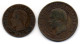 FRANCE, Set Of Two Coins 5, 10 Centimes, Bronze, Year 1854-D, 1853-D,  KM # 777.4, 771.4 - Sonstige & Ohne Zuordnung