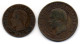 FRANCE, Set Of Two Coins 5, 10 Centimes, Bronze, Year 1854-D, 1853-D,  KM # 777.4, 771.4 - Andere & Zonder Classificatie