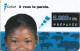 Gabon - Celtel (blue) - Girl And Rhinoceroses, Exp.01.2003, GSM Refill 5.000FCFA, Used - Gabon