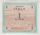 Italy Allied Military Currency. Banconota Da 1 Lira Occupazione Alleata  1943 - Geallieerde Bezetting Tweede Wereldoorlog