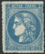 ** N°46B 20c Bleu, Type III R2 Percé En Ligne, RARE - B - 1870 Emission De Bordeaux