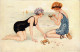 PC ARTIST SIGNED, MEUNIER, LES LARISIENNE A LA MER, Vintage Postcard (b51669) - Meunier, S.