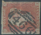 GB QV 1d Redbrown Unplated (CK) 4 Margins – Touched At The Lower Right At „K“ (lightly Creased Horizontally) VFU Numeral - Used Stamps