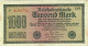 WW2 Germany French Propaganda FORGERY Overprint On Genuine 1000 Mark 1923 Banknote VF - Sammlungen