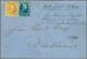 Cover 15 Cent Oranje En Emissie 1864 5 Cent Blauw Op Briefomslag Van Amsterdam 23-8-18?? Via Emmerich Naar Stettin (Prui - Autres & Non Classés