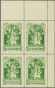 Unmounted Mint , Block Nederlandse Maagd In Groen In Hoekrandblok Met Variëteit - 2e E Van Nederland Gebroken (Nedfrland - Autres & Non Classés