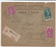 1932 Lettre Recommandée SOCIETE GENERALE, Semeuse 2 Fr + 2 X 75 C Perforés SG TOULON Pour Genève Suisse, Perfin - Lettres & Documents