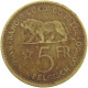 BELGIAN CONGO 5 FRANCS 1936 #s092 0077 - 1934-1945: Leopold III