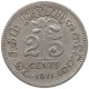 CEYLON 25 CENTS 1911 #s100 0813 - Sri Lanka (Ceylon)