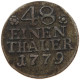 GERMAN STATES 1/48 TALER 1779 BRANDENBURG PREUSSEN Friedrich II. 1740-1786 #s091 0141 - Taler Et Doppeltaler