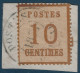 ALSACE LORRAINE Fragment N°5 10c Bistre Oblitéré Cachet Provisoire " POSTES / 1871 / EPINAL " TTB - Gebruikt