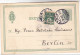 1913 Copenhagn  DENMARK 5o Stamps On UPRATED 5o POSTAL STATIONERY CARD To BERLIN Germany Cover Heraldic Lion - Entiers Postaux