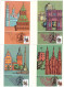 9 USSR 1990 MAXIMUM CARDS CHISHINAU VILNIUS BAKU TBILISI RIGA MOSCOW ALMA-ATA TASHKENT DUSHANBE ASHGABAT KISHINEV - Maximum Cards