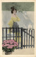 PC ARTIST SIGNED, MORIN, GLAMOUR LADY, DOVES, Vintage Postcard (b51898) - Morin, Henri