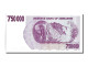 Billet, Zimbabwe, 750,000 Dollars, 2007, 2007-12-31, NEUF - Simbabwe