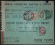CORREIO AÉREO -REGISTADO - WWII - CENSURAS - DESTINO A NOVA YORK  (PORTE 25$75) - Covers & Documents