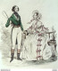 Gravure De Mode Costume Parisien 1838 N°3589 Robe Mousseline Des Indes - Eaux-fortes
