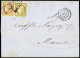 Lettre N°1 + 5 OBL Grille + T15 "Paris (60)" (1851) Sur Lettre Pour Marseille. B/TB - 1849-1850 Ceres