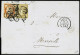 Lettre Taxe Double Trait 25 Frappée 4 Fois Sur N°1 + 5, 10c + 40c Bien Margés, Sur Lettre De Paris 1851 Pour Marseille,  - 1849-1850 Ceres