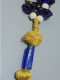 -ANCIEN CHAPELET MUSULMAN TASBIH FLEURS BLEUES VERRE & Boules Blanches Vertes      E - Religiöse Kunst