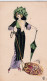 Femme Avec Chapeau Vert Et Ombrelle - Illustrateur Naillod - Paris - Naillod